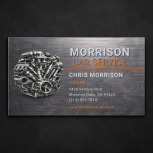 Car Service Auto Motor Metallic Business Card