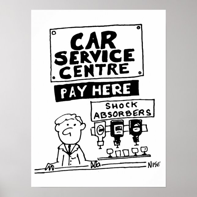 Car Service Center Mechanics and Shock Absorbers Poster (Front)