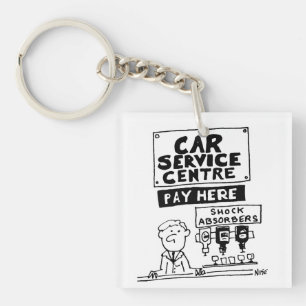 Car Service Centre Mechanics and Shock Absorbers Key Ring
