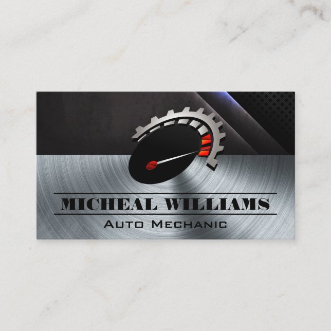 Car Service | Odometer Logo | Mechanic Business Card (Front)
