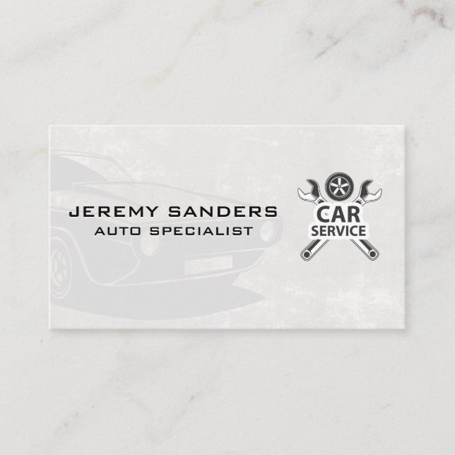 Car Service | Wrenches and Tire | Classic Car Business Card (Front)