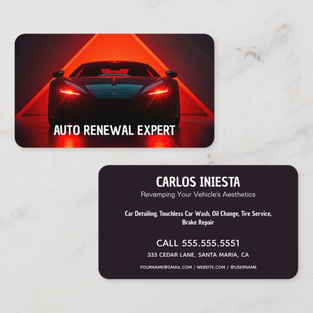 🚗 Car Services Detailing Auto Care Business Card (Front/Back)