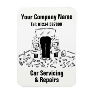 Car Servicing & Repairs Cartoon Magnet