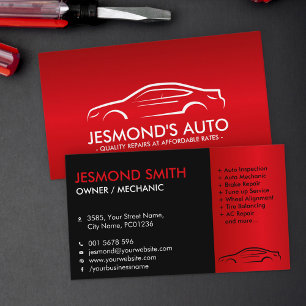 Car Silhouette - Mechanic Auto Repair Business Card