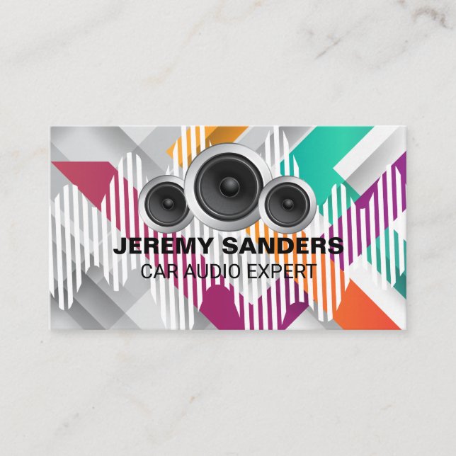 Car Speakers | Audio Background | Colourful Business Card (Front)
