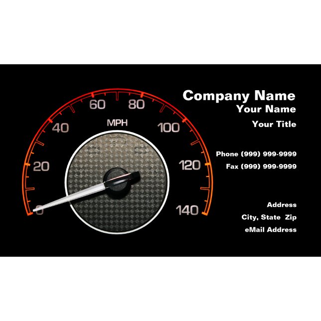Car Speedometer Against Black Background Business Card (Creator Uploaded)