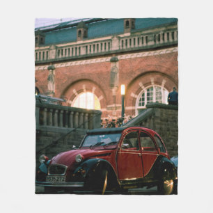 Car street old vintage style road fleece blanket