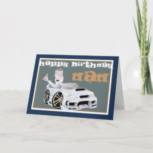 CAR TOON DAD birthday card