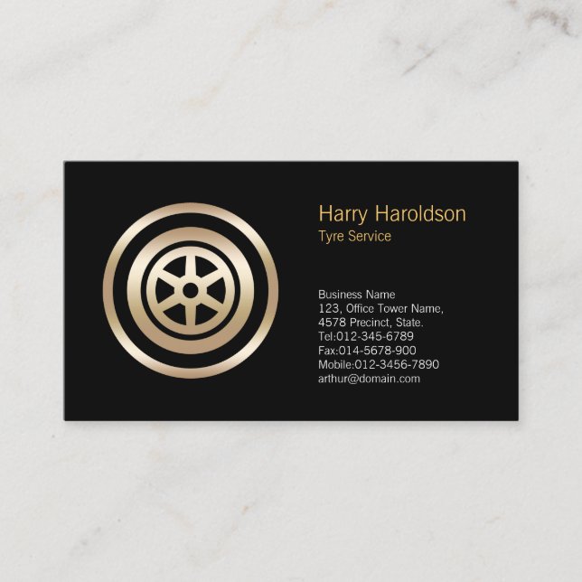 Car Tyre Icon Auto Tyre Service Business Card (Front)
