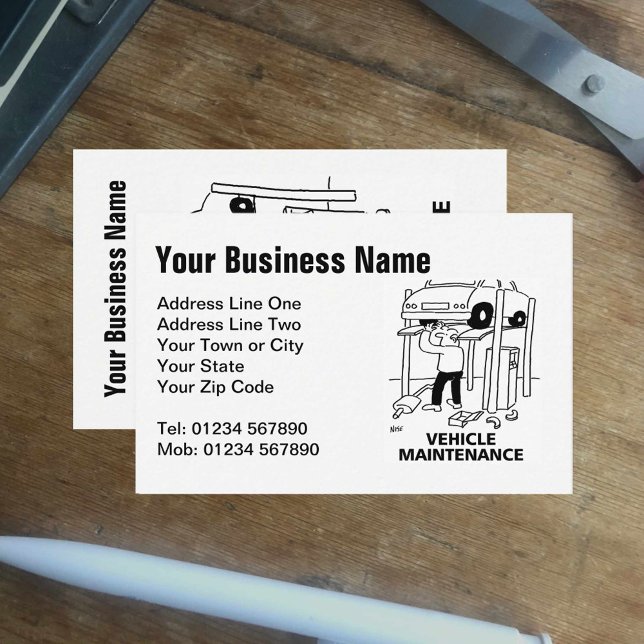Car & Vehicle Maintenance Cartoon Business Card (Creator Uploaded)