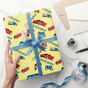Car Vehicles Collage Fun Race Wrapping Paper