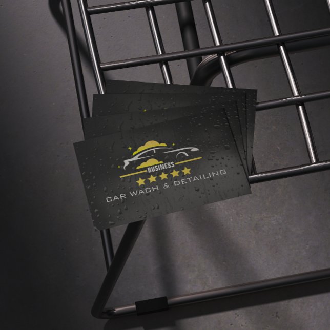 Car Wach & Auto detailing rofessional Water black Business Card (Creator Uploaded)