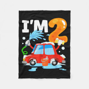 Car Wash 2 Two Year Old Kids 2nd Birthday Party Fleece Blanket