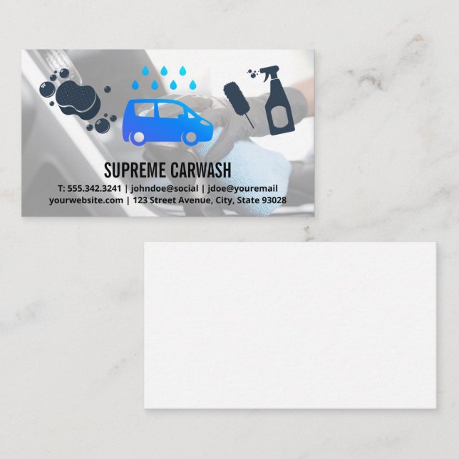 Car Wash and Detailing | Carwash Logo Business Card (Front/Back)