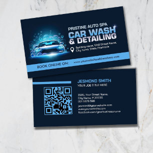 Car Wash and Detailing Professional Sleek Business Card