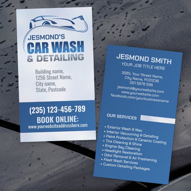 Car Wash and Detailing Professional Sleek Business Card (Creator Uploaded)