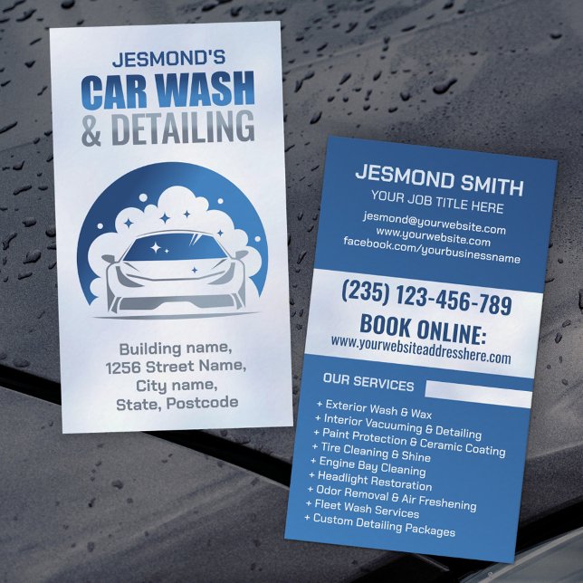 Car Wash and Detailing Professional Sleek Business Card (Creator Uploaded)