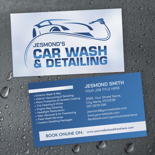 Car Wash and Detailing Professional Sleek Business Card (Creator Uploaded)