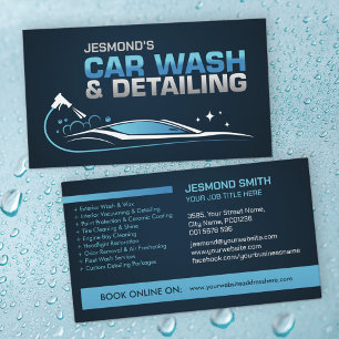 Car Wash and Detailing Professional Sleek Business Card
