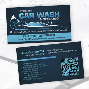 Car Wash and Detailing Professional Sleek Business Card