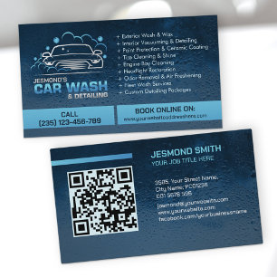 Car Wash and Detailing Professional Sleek Business Card