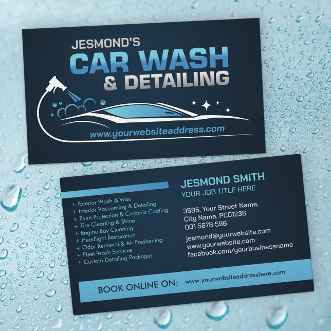 Car Wash and Detailing Professional Sleek Business Card (Creator Uploaded)