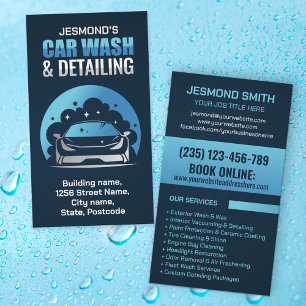 Car Wash and Detailing Professional Sleek Business Card
