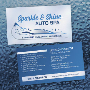 Car Wash and Detailing Professional Sleek Business Card