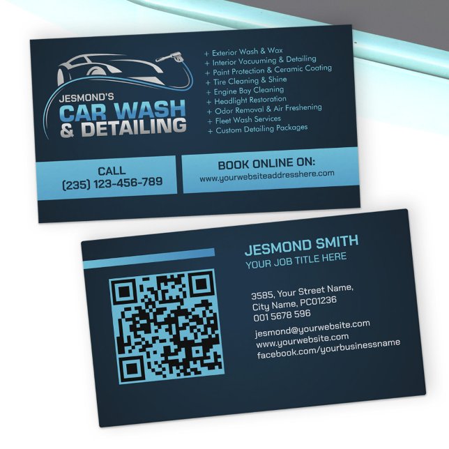 Car Wash and Detailing Professional Sleek Business Card (Creator Uploaded)