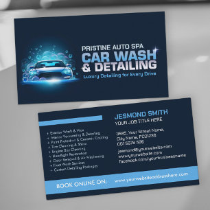 Car Wash and Detailing Professional Sleek Business Card