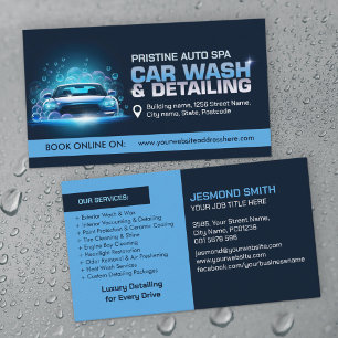 Car Wash and Detailing Professional Sleek Business Card