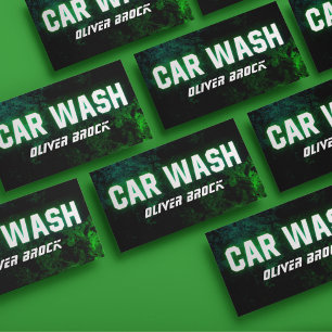 Car Wash & Auto Detailing Green Neon  Business Card