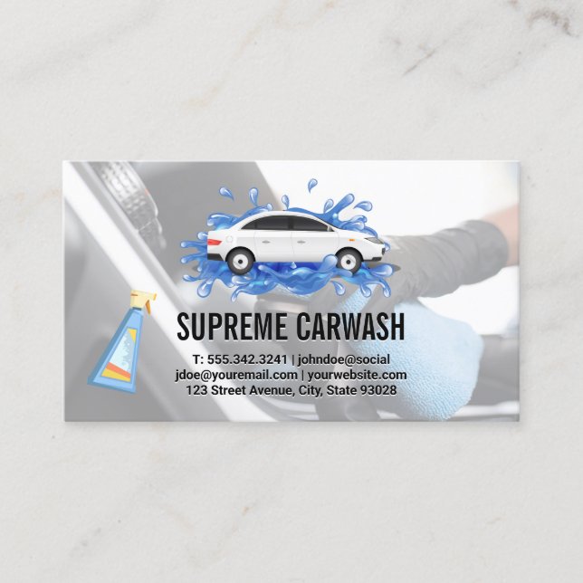 Car Wash | Auto Detailing Interior Exterior Clean Business Card (Front)
