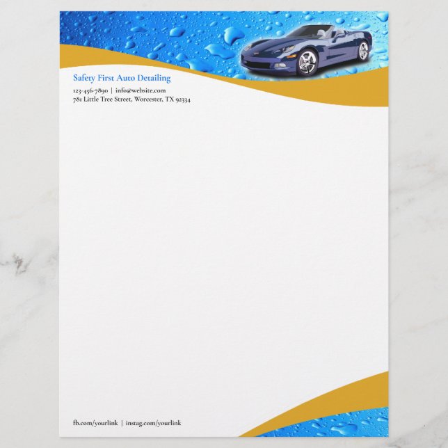 Car Wash Auto Detailing Letterhead (Front)