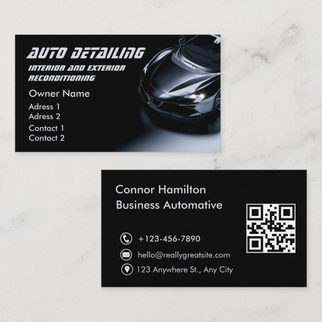Car Wash Auto Detailing Modern Automotive Cleaning Business Card (Front/Back)