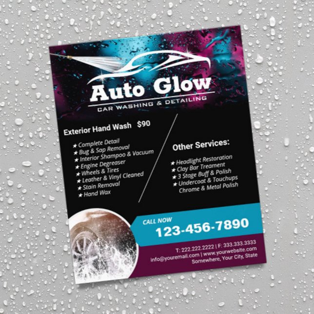 Car Wash Auto Detailing Modern Cleaning Flyer (Creator Uploaded)