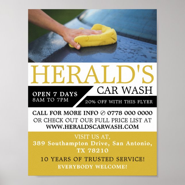 Car Wash, Auto Wash, Cleaning Service Advertising Poster (Front)
