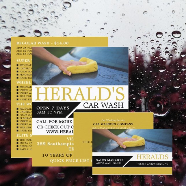 Car Wash, Auto Wash, Cleaning Service Business Card (Creator Uploaded)