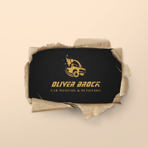 Car Wash Black & Gold Business Card