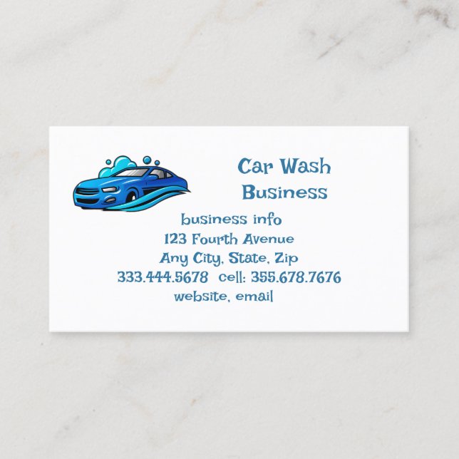 Car Wash Business Service Custom   Card (Front)