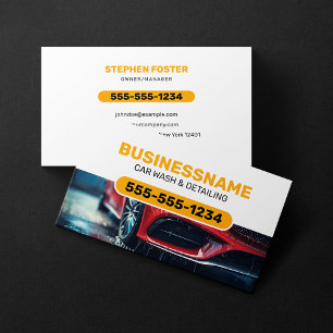 Car wash Car Cleaning Auto detailing Orange White Business Card