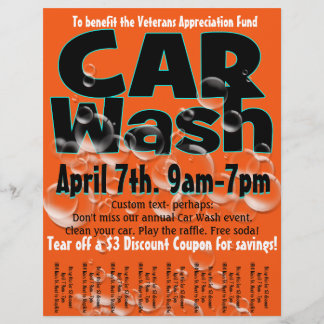 Car Wash. Carwash. Customisable promotional flyer