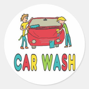Car Wash Classic Round Sticker