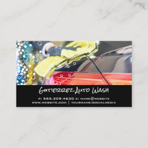Car Wash Cleaner   Automobile   Bubbles  Business Card