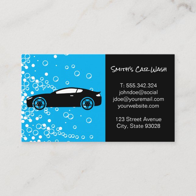 Car Wash | Cleaning Service | Sports Car Business Card (Front)