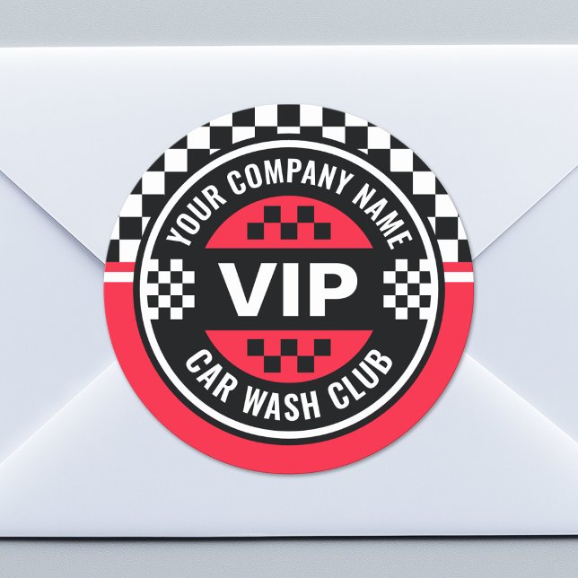 Car Wash Club - Racing Chequered Flag Rewards Classic Round Sticker (Custom Sticker for Party Favors or Envelopes)