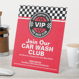 Car Wash Club - Racing Chequered Flag Rewards Pedestal Sign