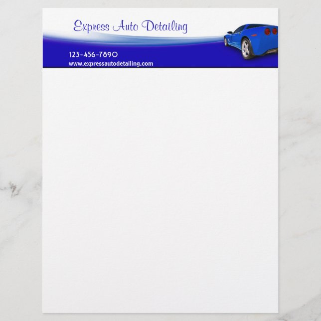Car Wash Detailing Customized Letterhead (Front)