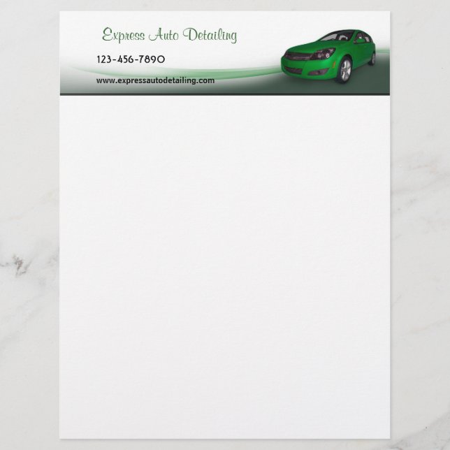 Car Wash Detailing Letterhead Template (Front)