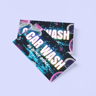 car wash detailing neon business card